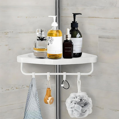 4 Tier AdjustableFloating Shelves Bathroom Organiser Corner Rack Shower Shelf Caddy Holder Bathroom Shelves Shower Corner Shelf Adjustable Shower Caddies Bathroom Organiser 120cm - 320cm