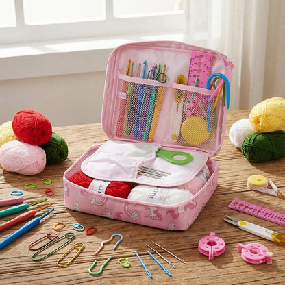 Crochet Kit for Beginners 59-Piece | Complete Set with Ergonomic Hooks, 5-Colour Yarn Balls & Zippered Storage Case | DIY Knitting Gift for Adults & Craft Enthusiasts