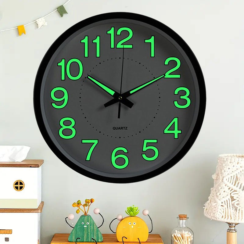 12" Luminous Wall Clock Glow in The Dark Wall Clock Silent Quartz Wall Clocks Non Ticking Sweep Movement, Easy To Read, Perfect for Living Room, Bedroom, Kitchen, Office, Study Room, Dining Room, Halloween Christmas Gifts, Birthday Gifts