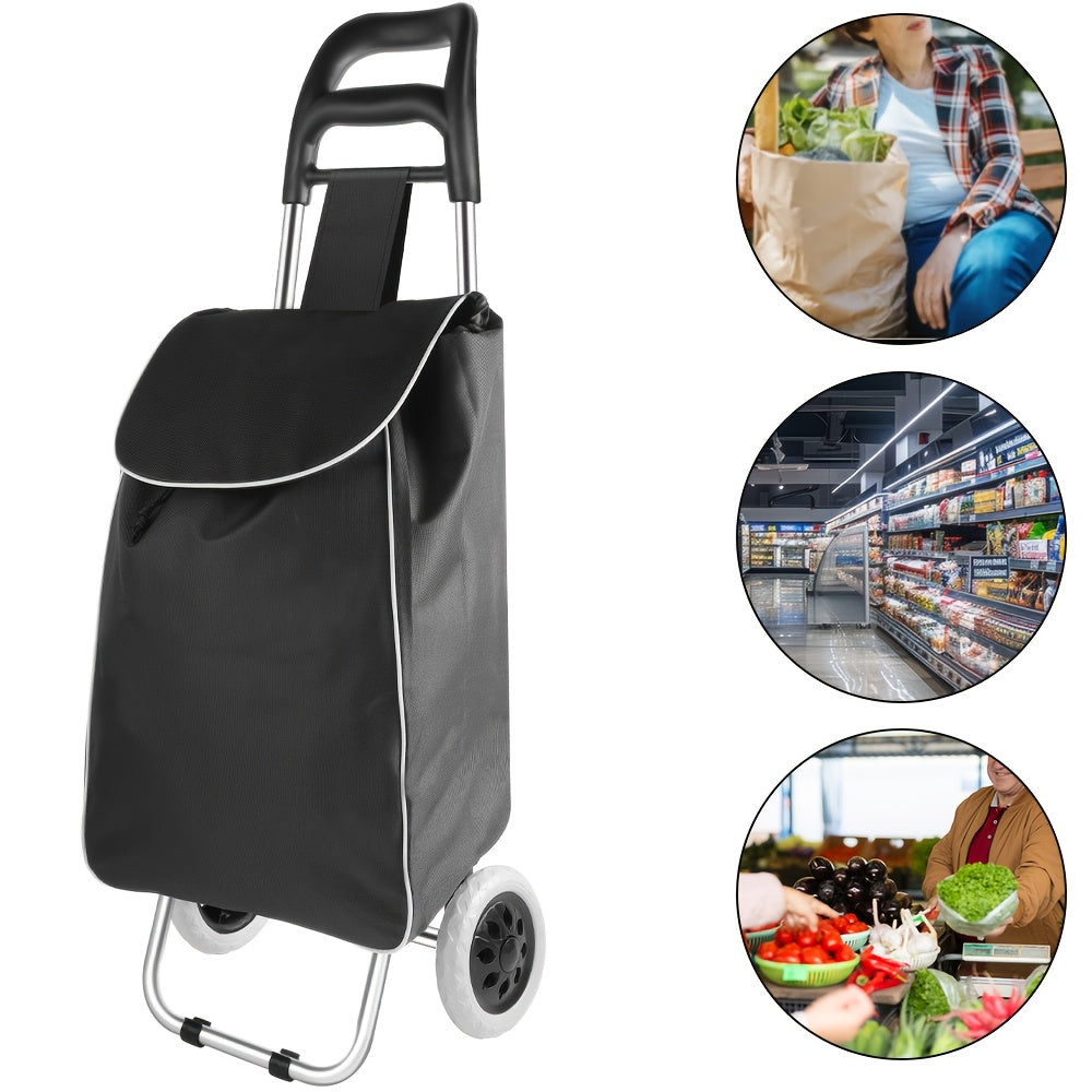 35L Durable Folding Shopping Cart, Lightweight Multifunctional Utility Trolley, Large Capacity Dual-Wheel for Grocery And Camping Gear Organizer, Portable Outdoor Storage Rack for Luggage Carrier Perfect Gift Shelving Unit Local Warehouse