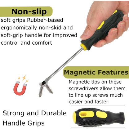 Magnetic Screwdriver Set 9 Piece – Heavy Duty Flat & Phillips Head Screwdrivers with Non-Slip Grip for Home DIY, Office & Appliance Repair UK