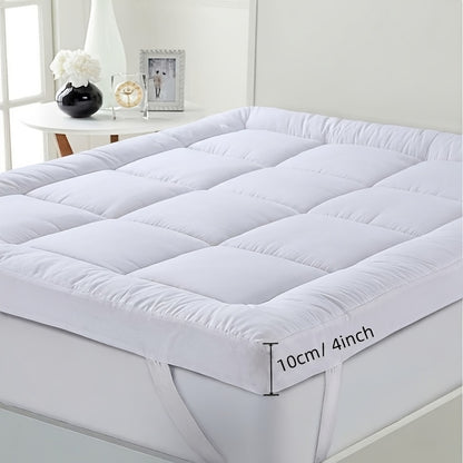 Hotel Quality Mattress Topper 10cm Deep 1200GSM Hollowfibre Overfilled Quilted Bed Pad with Elastic Corner Straps, Anti-Slip Topper for Single, Small Double, Double, King & Super King UK Beds