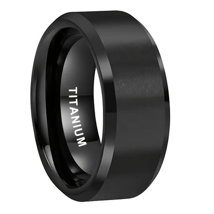 1pc 10Mm Beveled Edges Matte End Black Pure Titanium Steel Ring for Men Women Fashion Engagement Wedding Band