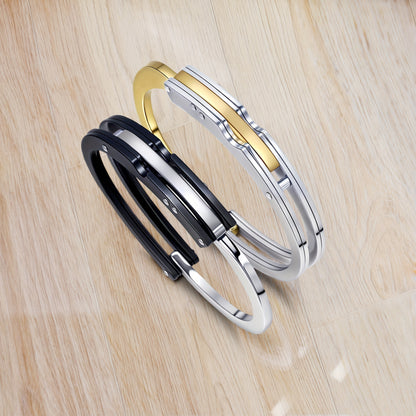 Couple Bracelets Set 304 304 Stainless Steel Men'S Bangle bangle bracelet Couple Gift Christmas Gift for Boyfriend, Lock in a Lifetime of Love Couple Bangle bangle bracelet