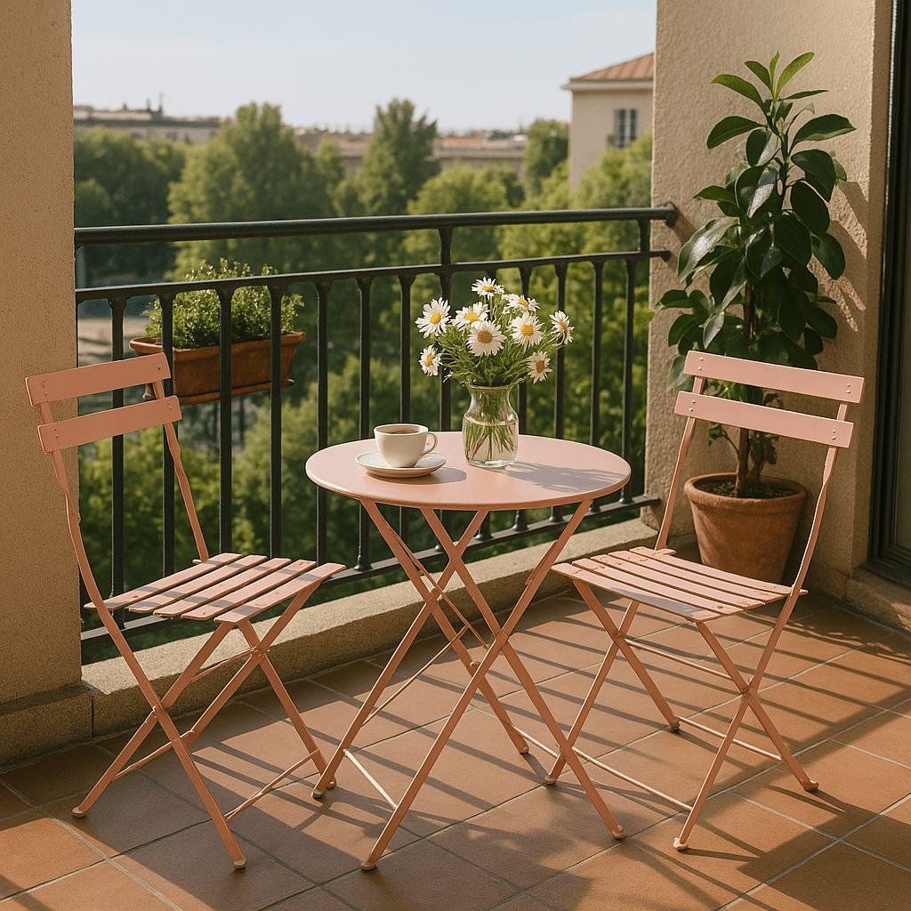 MOF 3-Piece Folding Bistro Set, Outdoor Garden Metal Table and Chairs, Powder-Coated Steel, 4 Colours Available