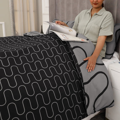 3-Piece Wave Print Duvet Cover Set – Soft, Breathable Microfiber Bedding for All-Season Comfort, Reversible Design with Button Closure for Bedroom or Guest Room