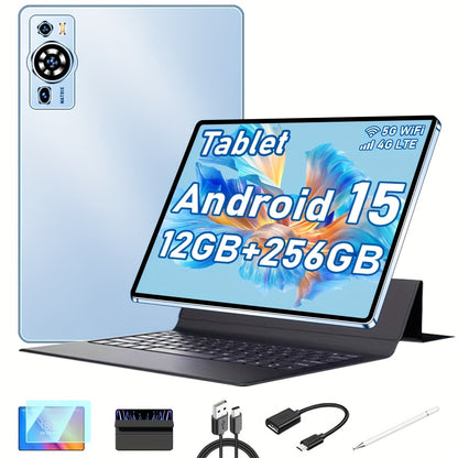 UXD A5 Android 15 Tablet 10.1 Inch IPS Screen, 12GB RAM+256GB ROM (Expandable to 1TB), Supports Wifi, HD Screen, Octa-Core Processor, 6000Mah Battery, Comes with a Full Set of Additions Including Keyboard, Mouse, Stylus, Protective Case, Etc.