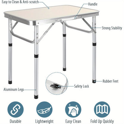 Camping Table Folding Picnic Table Adjustable Height Multipurpose Party Dining small camping Table Lightweight with Carry Handle for Catering Buffet and Garden