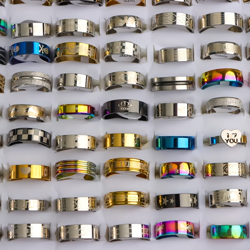 22pcs Fashion Minimalist Stainless Steel Ring Set for Men and Women, Classic Versatile Finger Jewelry for Daily Wear, Parties, and Holiday Gifts (Random Shipping)