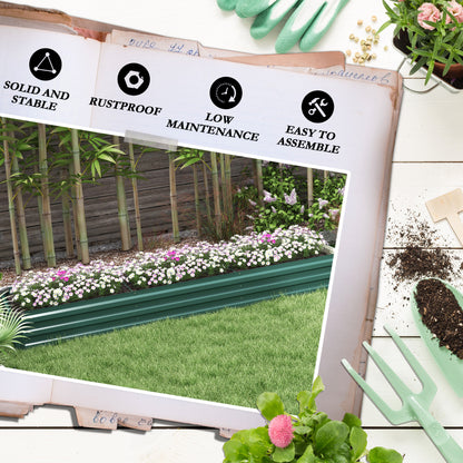 Galvanised Raised Bed for Garden, Rectangular Outdoor Elevated Planter Box with Safety Edging and Open Bottom for Growing Flowers, Herbs and Vegetables, 240 x 60cm, Grey