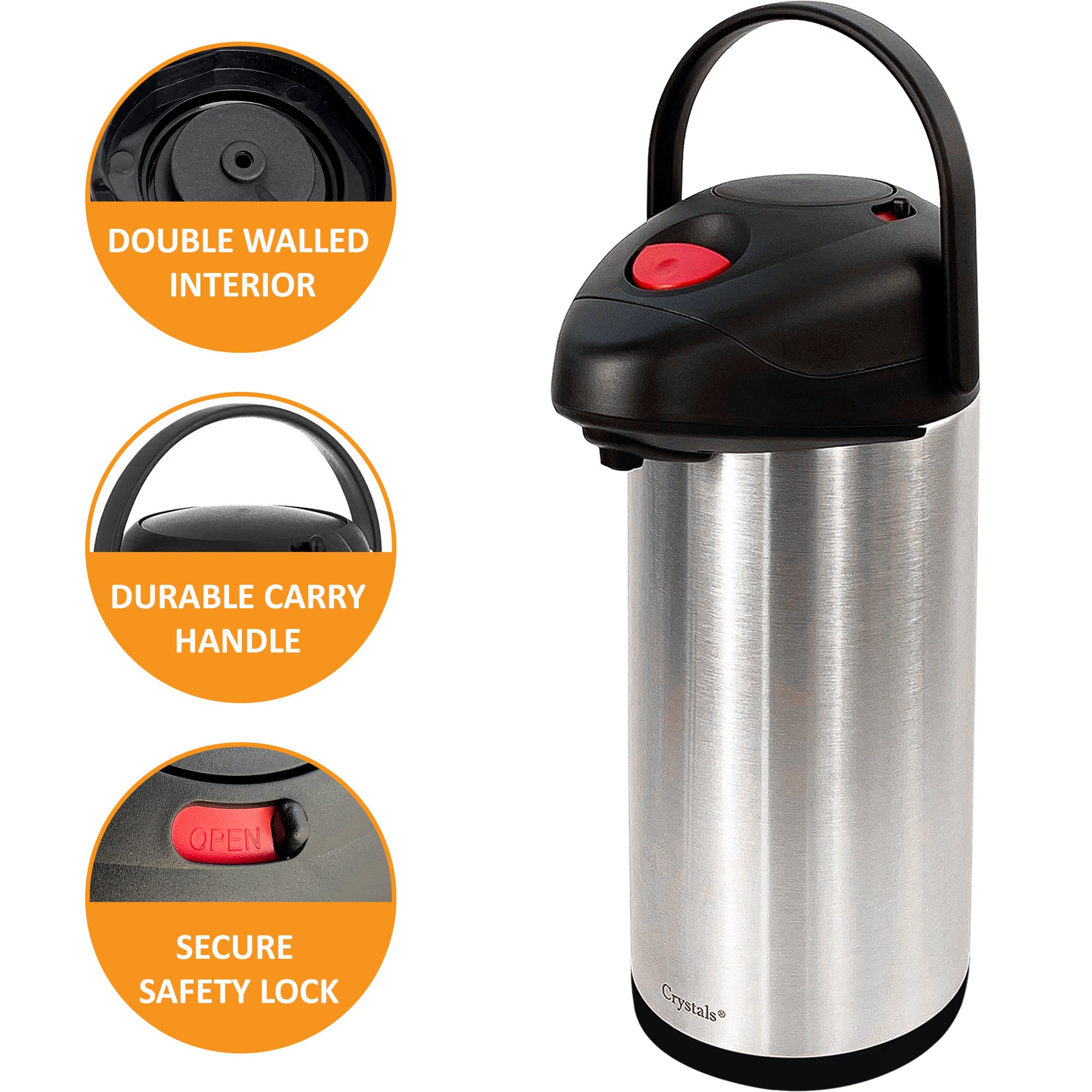 5L Pump-Action Vacuum Airpot – Stainless Steel Thermal Flask