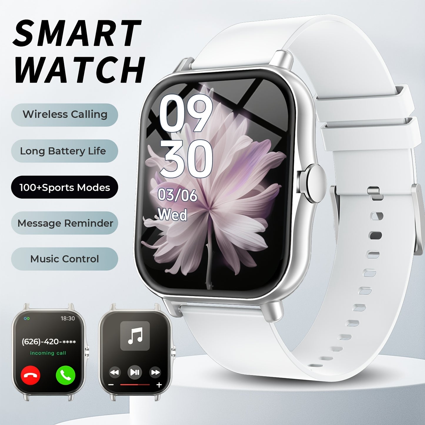 1.83-Inch Smart Watch - Unisex Fitness Tracker - Wireless Calling, Music Play, Weather Forecast - Call Alerts, App Notifications, Versatile Watch Faces - Perfect Gift for Labor Day, Back to School & Christmas - Stylish Sporty Design