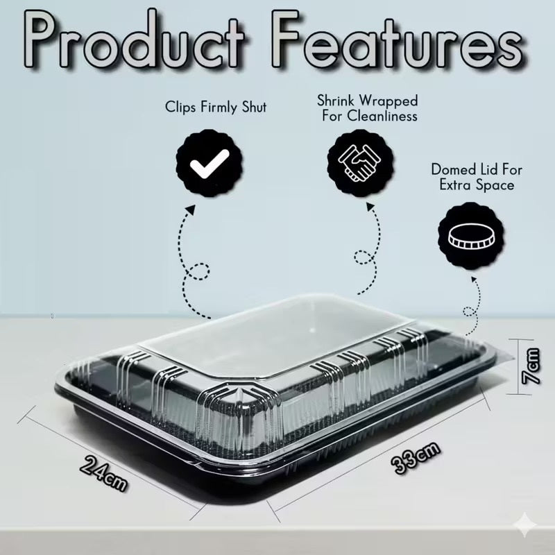 Sandwich Platter Trays with Lids 9 X 13 - Reusable Plastic Buffet Trays for Catering, Sandwich Trays & Meal Prep Serving Trays for Parties, Events and Birthdays
