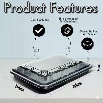 Sandwich Platter Trays with Lids 9 X 13 - Reusable Plastic Buffet Trays for Catering, Sandwich Trays & Meal Prep Serving Trays for Parties, Events and Birthdays