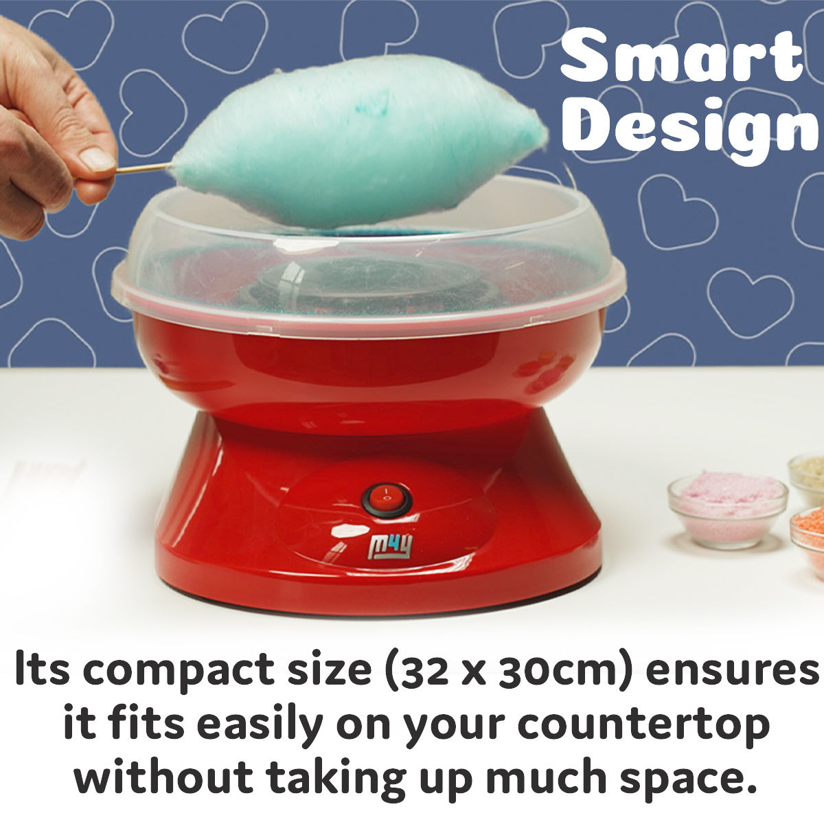 M4Y Premium Candy Floss Maker Cotton Candy Sweet Machine, Funfair Style Machine for Parties, Kids, Home, Includes Measuring Spoon and Candy Floss Sticks