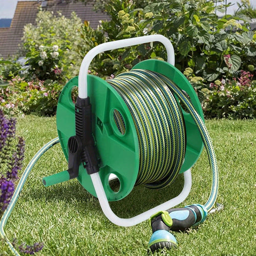 Hose Reel 45m Lightweight Portable Hose Pipe Reel Prevents Twisting Free Standing Mobile Hose Reels for Home Patio Deck Yard Garden Driveway Stable Hose Guide