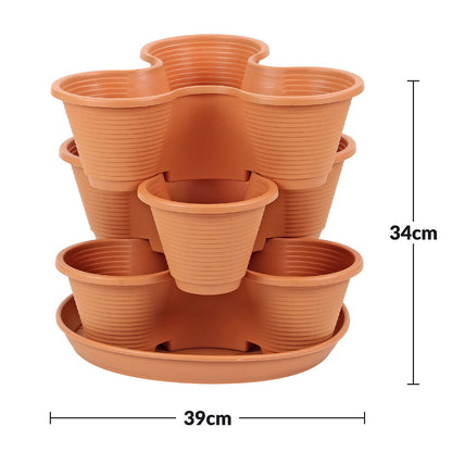 Taylor & Brown 3 Tier Stackable Strawberry, Herb, Flower, and Vegetable Planter - Vertical Growing Garden Tower Indoor/Outdoor Planters Tri-Pot