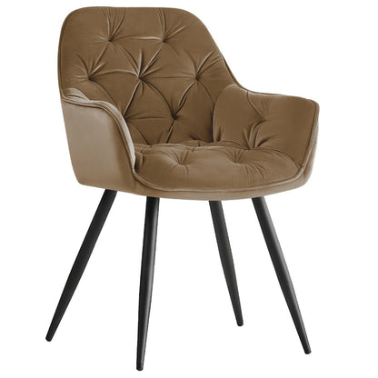 Velvet Padded Dining Chair with Metal Legs & Armrest - Upholstered Tub Chair for Kitchen, Living Room, Bedroom & Office, 15 Colours, UK Stock