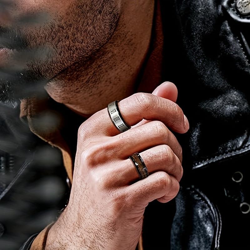 16pcs 201 Stainless Steel Men's & Women's Rotating Rings Suitable for Wedding, Engagement, Daily Wear - Black & Chain Style Matching Set, Affordable Gift for Him and Her