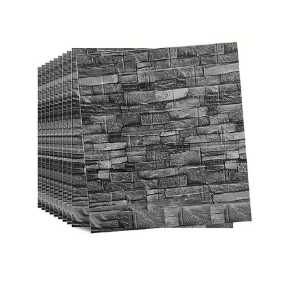 20pcs 3D Wall Panels 38×35cm Brick Wallpaper Self Adhesive DIY Wall Stickers PE Foam Panel Wall Tiles For Bedroom Kitchen Living Room Bathroom Home Decor, Roman Black