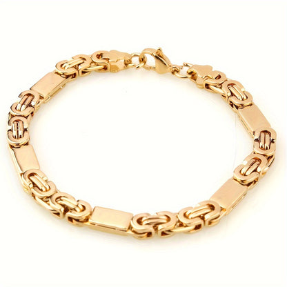 6mm Men's Minimalist 304 Stainless Steel Flat Link Necklace + Bracelet Set 8
