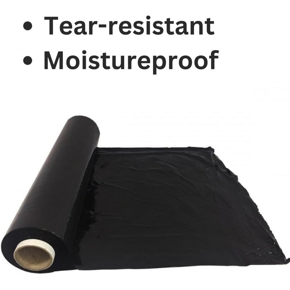 Black Pallet Shrink Wrap 3 Rolls 17 Micron 400mm x 250m Heavy Duty Stretch Film for Pallets Packing Moving Warehouse Storage