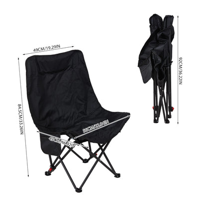 Portable High-Back Moon Chair (Three-Position Adjustment) Seat or Recline, Side Storage Pocket,Foldable Outdoor Chair Camping Picnic Lounger, Midday Rest Fishing Chair, Garden Seat Three Colours Available (Complimentary Storage Bag)