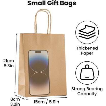 Kraft Paper Gift Bags with Handles 100 Pack – Thick Brown, Black & White Party Bags for Christmas, Weddings, Birthdays, Retail & Gift Wrapping UK