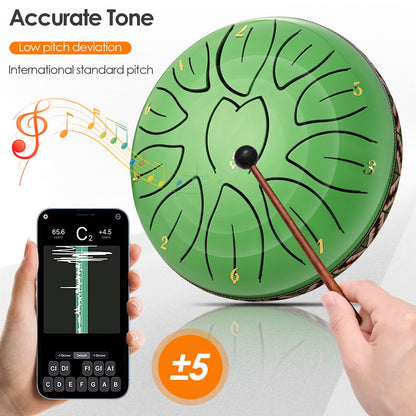 Steel Tongue Drum, 6 Inch 11 Tone Hand Pan Drum, Beginner Percussion Instrument with Carry Bag, Fingerpick, and Mallets for Meditation Yoga Sound Healing