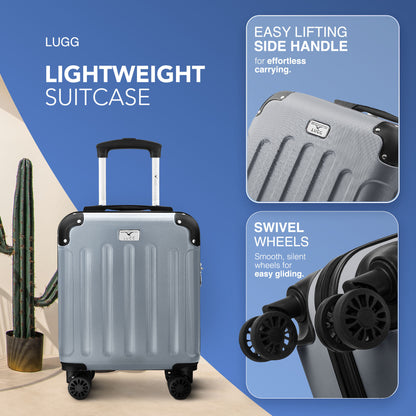 LUGG Skywander 15 Inch (45x34x20cm) Lightweight Underseat Cabin Bag EasyJet Approved Carry-On Suitcase, Durable ABS Hard Shell, Smooth Double Spinner Wheels, Water Resistant & Compact Travel Luggage (45x34x20cm)