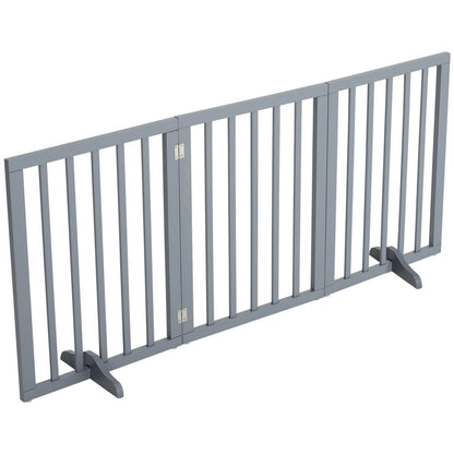 Freestanding Dog Gate Extra Tall Folding Wooden – Indoor Pet Safety Barrier with 2 Support Feet for Stairs, Doorways & Rooms, Foldable Puppy Gate for Home Use