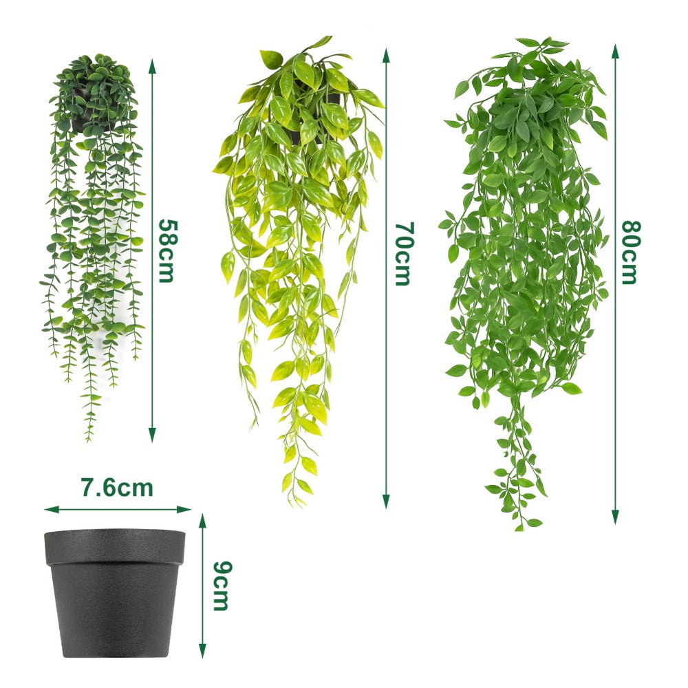 Artificial Hanging Plants Fake Ivy Vine with Pot Faux Greenery Hanging Basket for Indoor Outdoor Home Decor Wall Patio Office Shelf Room Decoration
