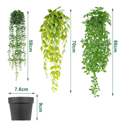 Artificial Hanging Plants Fake Ivy Vine with Pot Faux Greenery Hanging Basket for Indoor Outdoor Home Decor Wall Patio Office Shelf Room Decoration