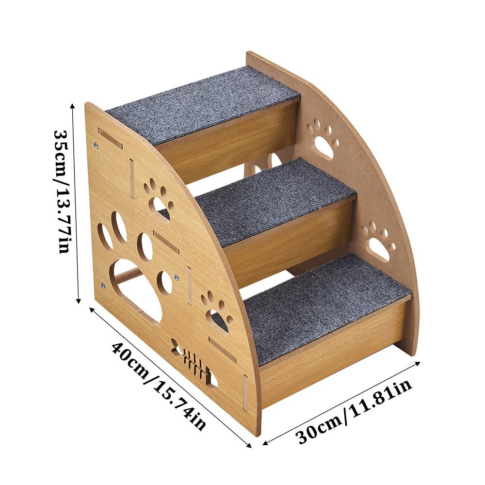 Training Step Ladder | Pet Steps Training | Pet Stairs | Indoor Pet Stairs | Dog Ramp | High Bed Climbing Dog Bed Steps Non-slip Wooden Dog Stairs For Large/medium/small Dogs & Cats Pet Supplies 30*40*35cm