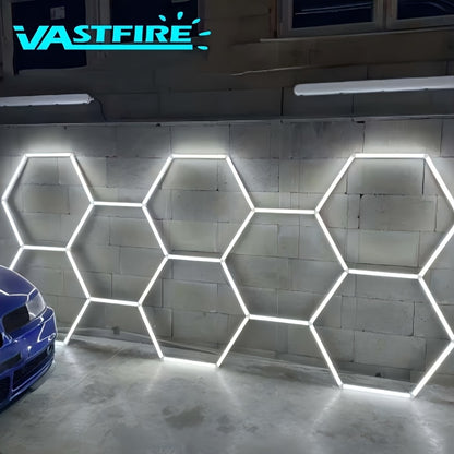 Hexagonal LED Garage Lights: Upgraded to 24 Sets Of Ultra Bright Ceiling Lights, Garage Lights, Detail Lights, Hexagonal Lighting, Suitable for Garages, Car Washes, Detail Stores, Hair Salons, Gyms, And Shops with Larger Sizes