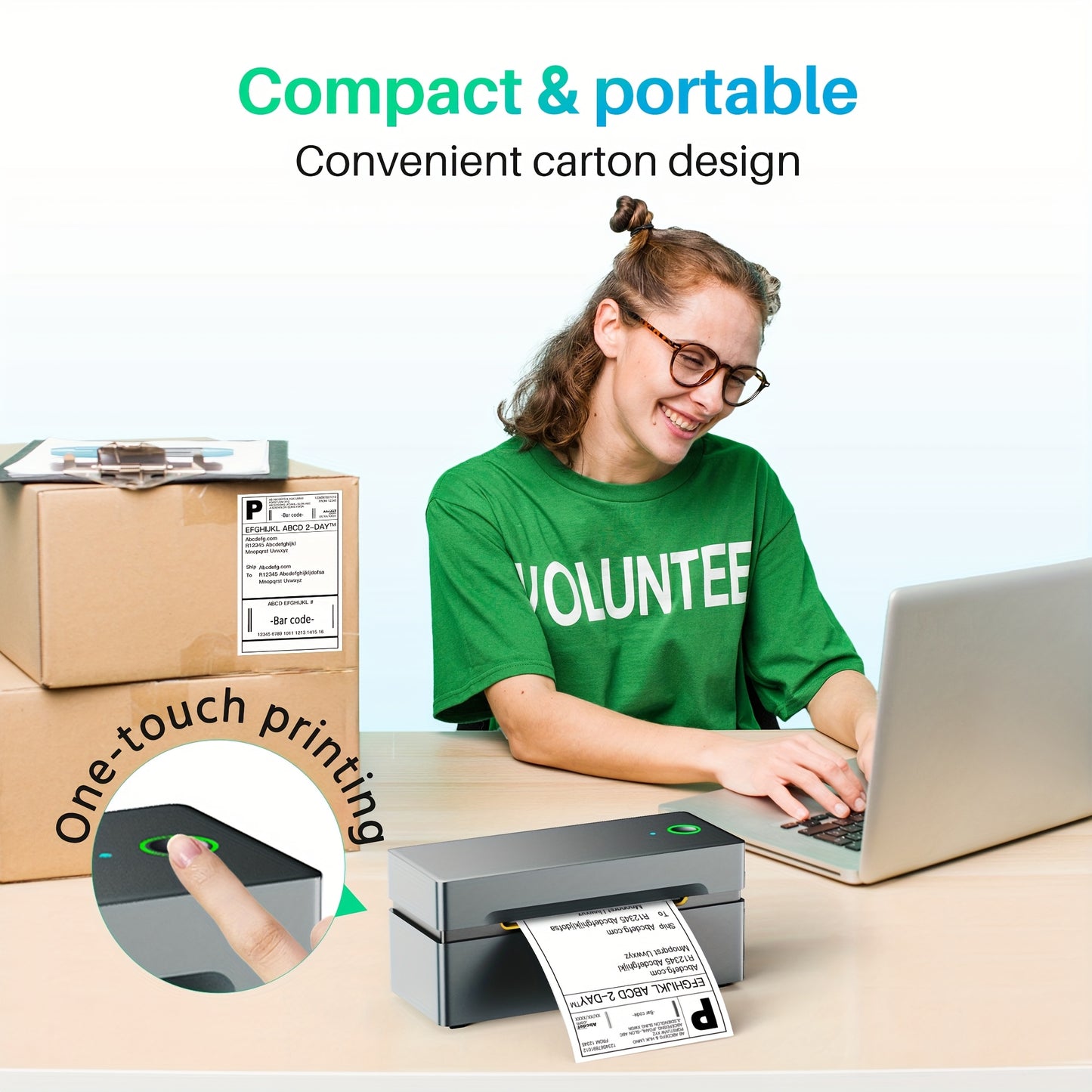 PL80E Wireless Shipping Label Printer - No Ink Required, Ready for Use, 10.16X15.24 cm Label Printing, Compatible with Cell Phones And Computers, Ideal for Small Business Logistics, Includes 50 Test Paper Sheets