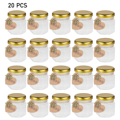 20 Pack Glass Jars With Lids, 45ML Mini Jars With Golden Lids Honey Spice Herb Jam Bottles Round Glass Jam Jars For Spices, Herbs, Jams, Crafts, Wedding Party Favors, Decor
