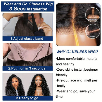 Kinky Curly Bob Wig Human Hair 4x4 Lace Closure Glueless Wear & Go Pre Plucked Pre Cut Deep Curly Short Wig 180% Density 12 Inch for Women