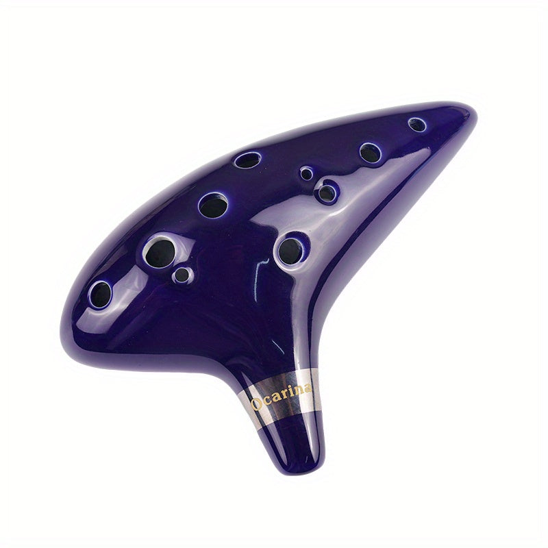 12-Hole Alto C Ceramic Ocarina - Beginner's Music Instrument, Easy-to-Learn Design with Clear Sound - Finish & Comfortable Grip - Perfect First Instrument for Learning Music, Holiday Gift