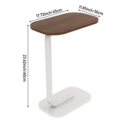 1pc Modern C-Shaped Sofa Side Table & Coffee Table - 45x30x60CM, Durable Wood & Iron Construction, Walnut/White - Sturdy Frame for Living Room, Bedroom, Garden, RV & Balcony Decor