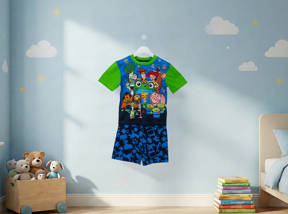 Disney Toy Story Boys Pyjamas, Kids Short Summer PJs Set, Buzz Lightyear Woody Rex Toy Story Nightwear Toddler Pyjama Set Ages 18 Months to 7 Years