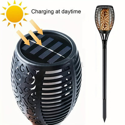 4pcs Solar Powered Garden Lights, Outdoor Solar Pathway Torch Light with Flickering And Dancing Flame Light Landscape Lighting for Garden, Lawn, Yard, Outdoor Ornament Decoration