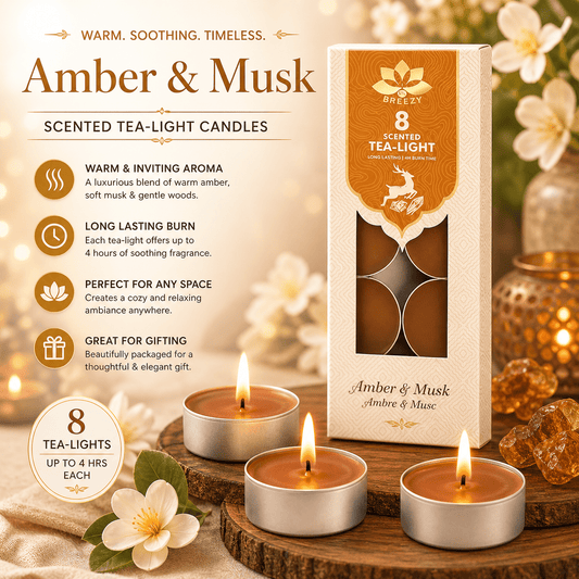 Scented Tea Lights - 8 Pack Strong Fragrance Tea Light Candles, Long Lasting Candle Tealights for Home Decor, Wax Burners & Relaxation
