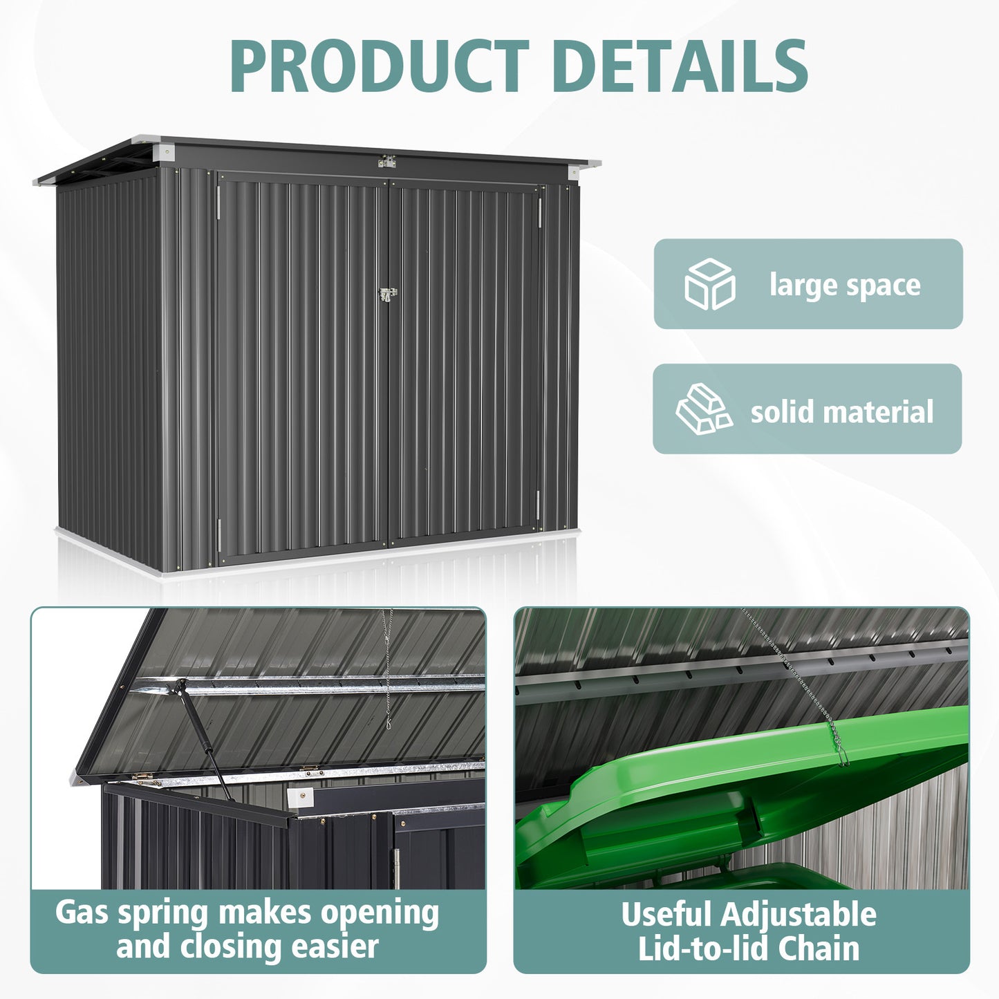 Patio Double-Door Outdoor Storage Shed | Lockable Security | Gas-Spring Lid | Ideal for Tool House, Pet Shelter, & Organizing (Large/Small)
