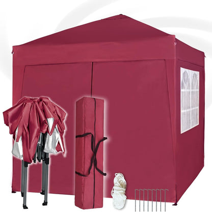 Pop-up Gazebo 2m x 2m With Sides Silver Protective Layer Waterproof Marquee Canopy