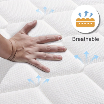 Memory Foam Hybrid Mattress with Pocket Springs – 22cm & 25cm, No-Noise Innerspring, Cooling Comfort, Mattress in a Box, Single, Small Double, Double & King