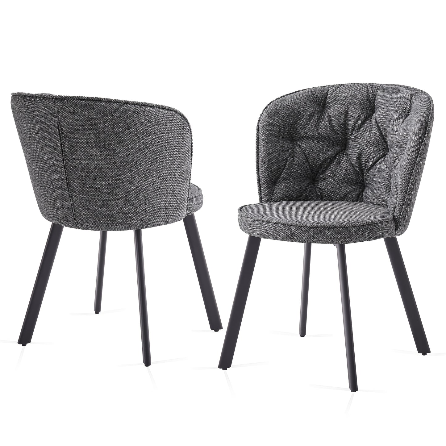 [Modern Fabric Dining Chairs] Set of 2/4 Modern Fabric Dining Chairs | Upholstered High Back with Padded Seat, Sturdy Black Tube Legs - Comfy Kitchen Chairs for Dining Room, Lounge, or Bedroom