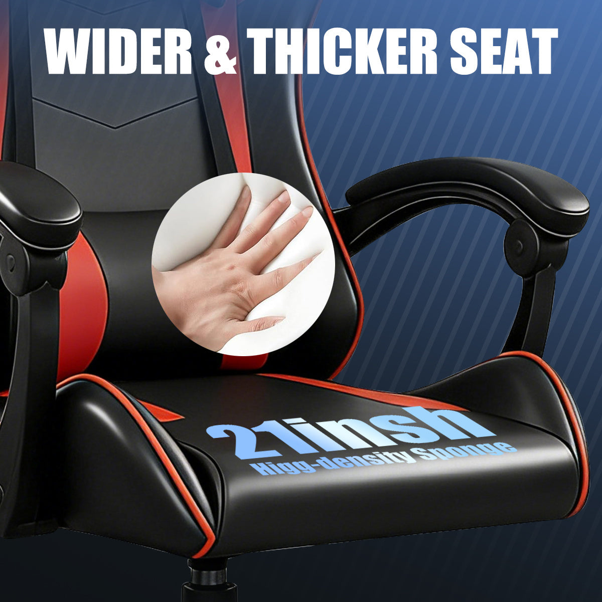【Gaming Chair】 Ergonomic design Office Chair, height adjustable office chair, Lumbar Support+ headrest, 90° - 135° reclining gaming chair, white, red, gray