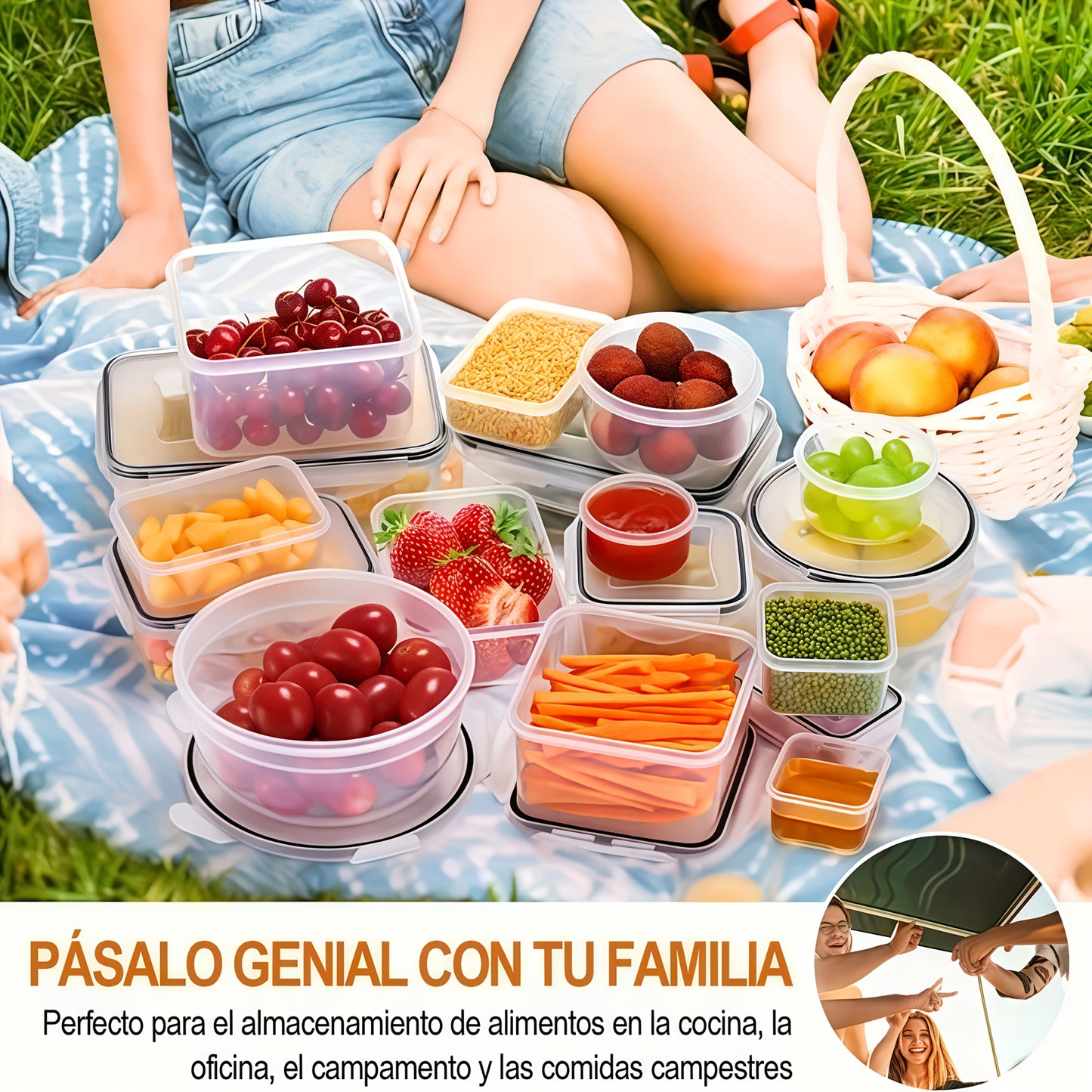 12pcs/24pcs Storage Containers, Available In Five Different Sizes, Made Of Reusable Sealed PP Material With A Buckle Design, Suitable For Storing Fruits, Vegetables, Salads, Pasta, Meats, Bento, Lunches