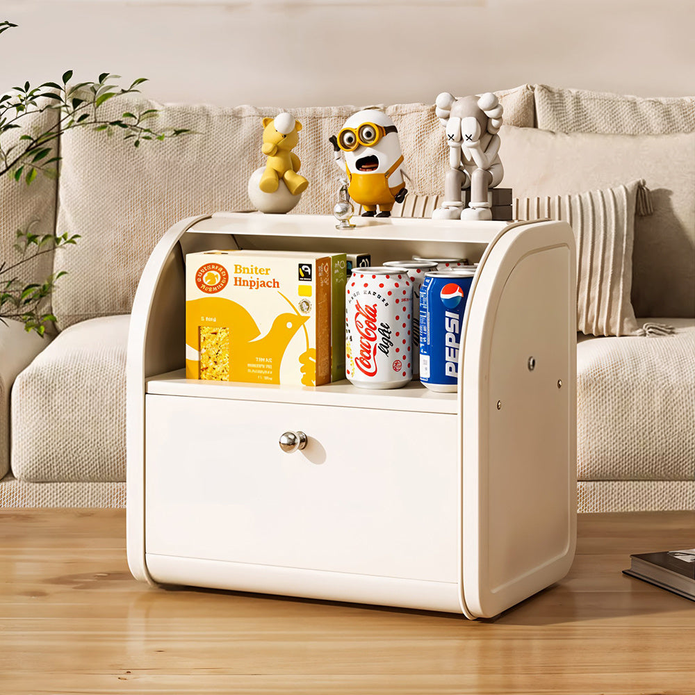 2-tier Bread Bin Metal Bread Box Holder for Kitchen Bread Storage Containers with Roll Top, Bread Container for Kitchen Countertop, Space Saving, Cream White/ Black
